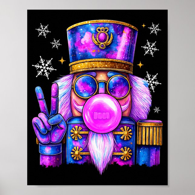 Purple Nutcracker Blowing Bubble Gum Cute Christma Poster (Vorne)