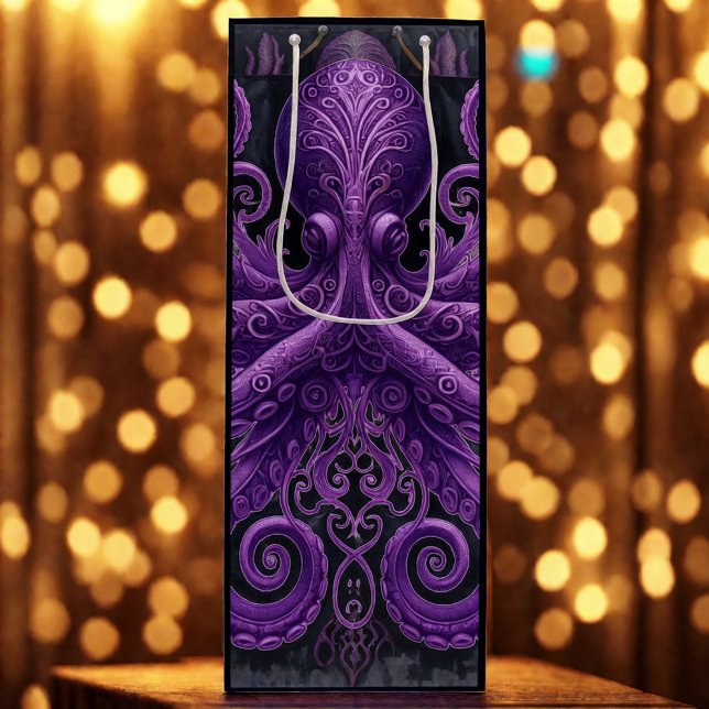 Purple Octopus Victorian Steampunk Kraken  Geschenktüte Für Weinflaschen (Von Creator hochgeladen)