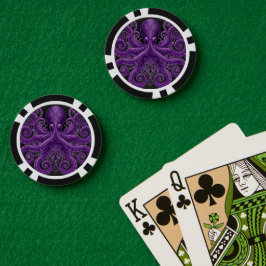 Purple Octopus Victorian Steampunk Kraken Pokerchips