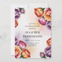 Purple Orange and Red Roses Bridesmaids Luncheon Einladung