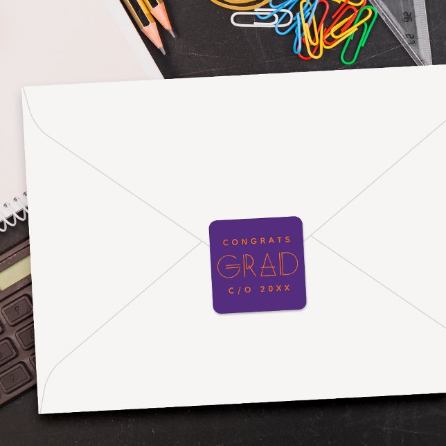 Purple Orange Grad Typography Graduation Sticker (Von Creator hochgeladen)