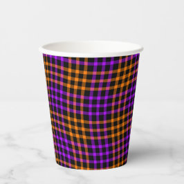 Purple Orange Plaid Checker Seamless Pattern Pappbecher