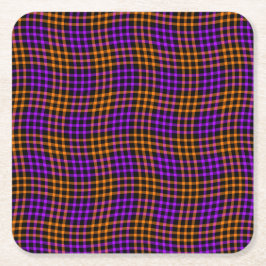 Purple Orange Plaid Checker Seamless Pattern Rechteckiger Pappuntersetzer