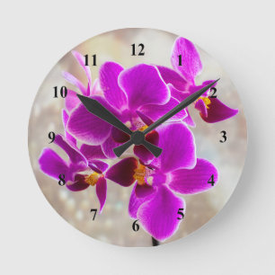 Purple Orchid Acrylic wall clock Runde Wanduhr