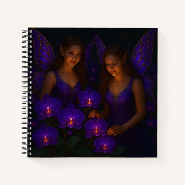 Purple Orchid Fairy Luxury Elegant Fantasy Notizbuch (Vorderseite)