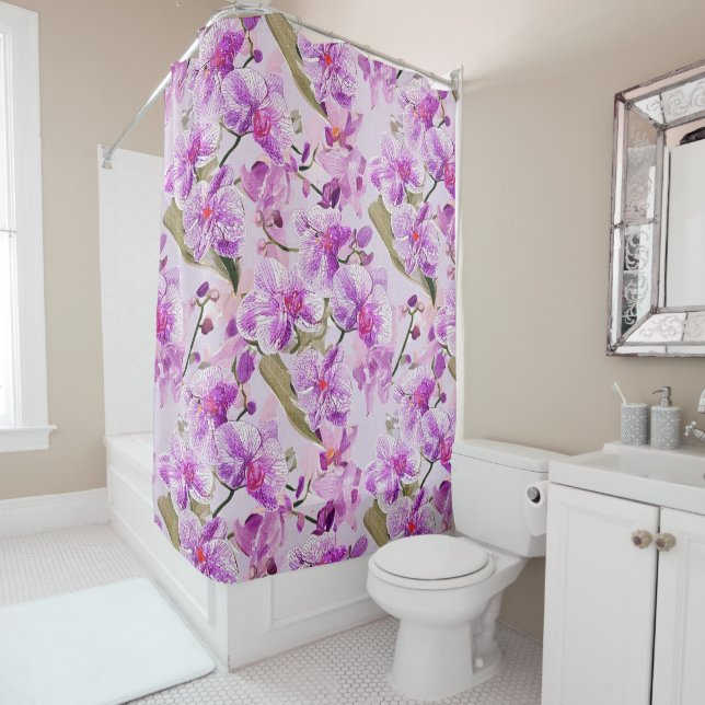 purple orchid floral pattern duschvorhang (Beispiel)