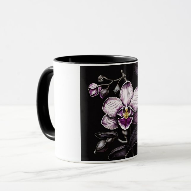 "Purple Orchid Mug - Floral Elegance Cup" Tasse (Vorderseite Links)