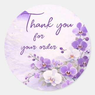 Purple orchid Thank You For your order Runder Aufkleber