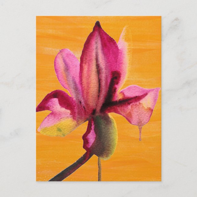 Purple Orchid watercolour orange pop art flower Postkarte (Vorderseite)