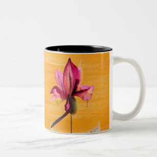 Purple Orchid watercolour orange pop art flower Zweifarbige Tasse