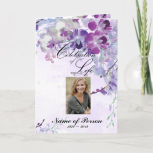 Purple Orchids & Hummingbird Funeral Program Programm