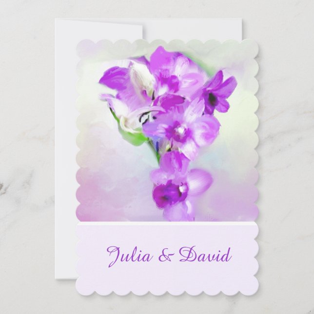 Purple Orchids Wedding Einladung (Vorderseite)