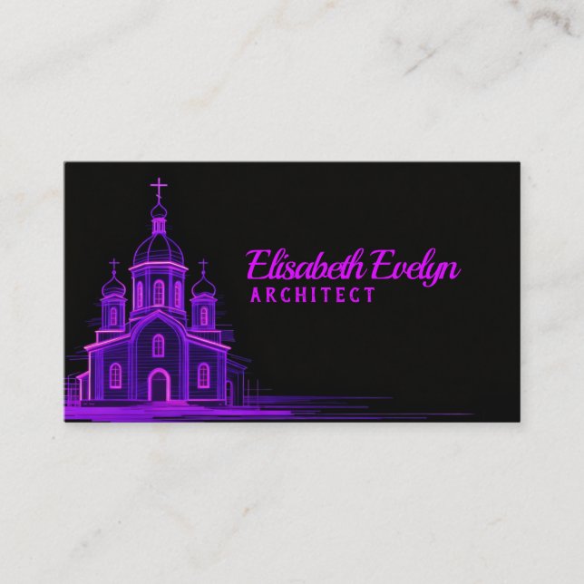 Purple Orthodox Church Sketch on Black Background Visitenkarte (Vorderseite)