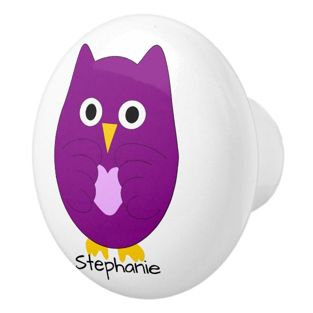 Purple Owl Design Personalisiert Keramikknauf (Rechts)