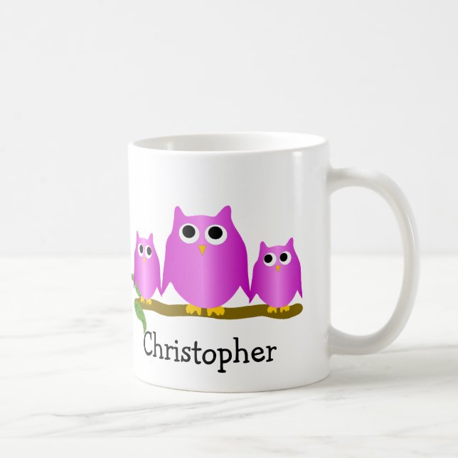 Purple Owls Design Personalisiert Kaffeetasse (Rechts)