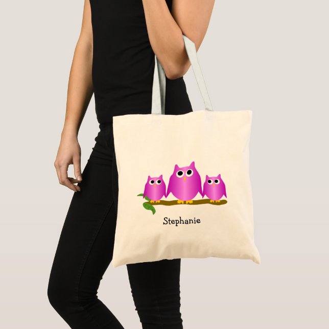 Purple Owls Design Personalisiert Tragetasche (Vorderseite (Produkt))