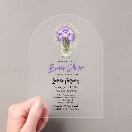 Purple Palette Ranunculus Mason Jar Bridal Shower Acryleinladungen