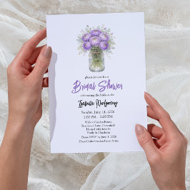 Purple Palette Ranunculus Mason Jar Bridal Shower Einladung