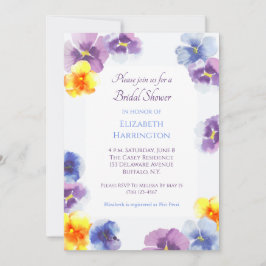 Purple Pansies Boho Hand-Illustrated Bridal Shower Einladung