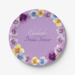Purple Pansies Garden Party Boho Bridal Shower Pappteller
