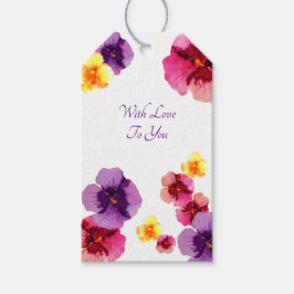 Purple Pansies Hand-Illustrated Spring Floral Geschenkanhänger