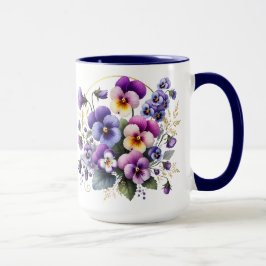 Purple Pansy Floral Mug Tasse