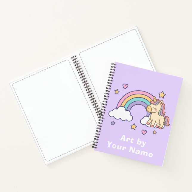 Purple Pastel Unicorn Rainbow Personalized Notizbuch (Innenseite)
