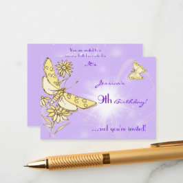 Purple Peach Butterfly Invitation Card Begleitkarte