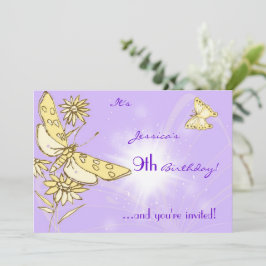 Purple Peach Butterfly Invitation Card Einladung