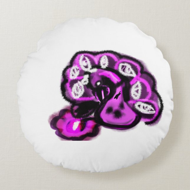 Purple peacock rundes kissen (Vorderseite)
