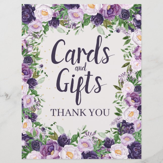 Purple Peonies Floral Cards and Gifts Sign (Vorderseite)