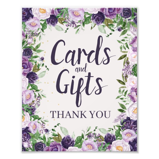 Purple Peonies Floral Cards and Gifts Sign Fotodruck (Vorne)