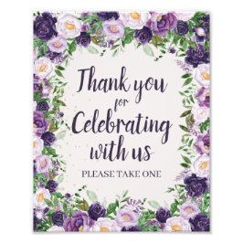 Purple Peonies Floral Thank You Party Favor Fotodruck