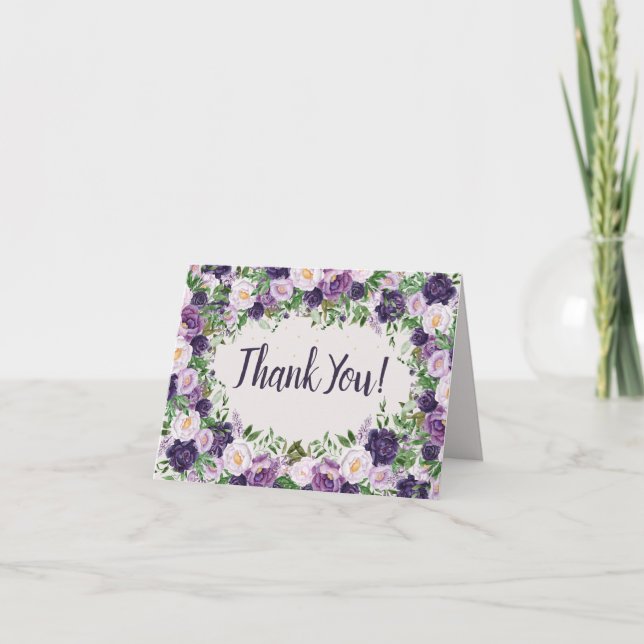 Purple Peonies Floral Women's Birthday Welcome  Dankeskarte (Vorderseite)