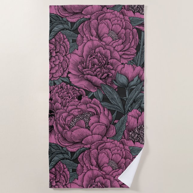 Purple peony flowers strandtuch (Vorderseite)