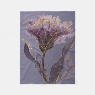 Purple Peony Inspired Floral Gold Accents Fleecedecke