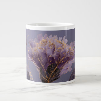 Purple Peony Inspired Floral Gold Accents Jumbo-Tasse