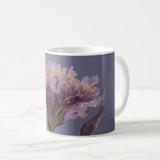 Purple Peony Inspired Floral Gold Accents Kaffeetasse