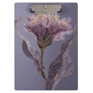 Purple Peony Inspired Floral Gold Accents Klemmbrett