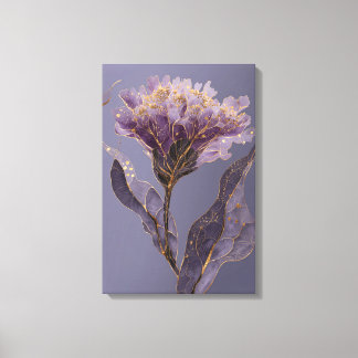 Purple Peony Inspired Floral Gold Accents Leinwanddruck