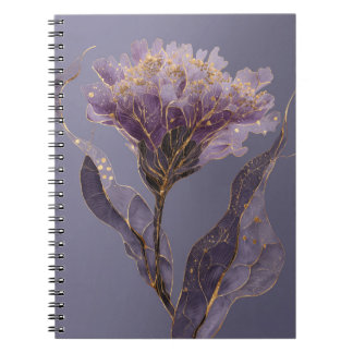 Purple Peony Inspired Floral Gold Accents Notizblock