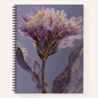 Purple Peony Inspired Floral Gold Accents Notizbuch