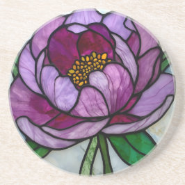 Purple Peony Stained Glass Getränkeuntersetzer