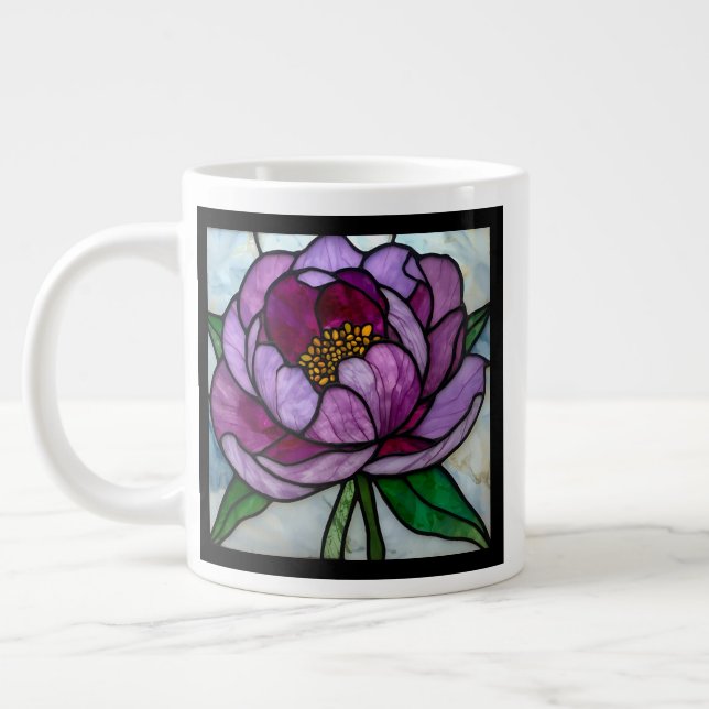 Purple Peony Stained  Jumbo-Tasse (Links)