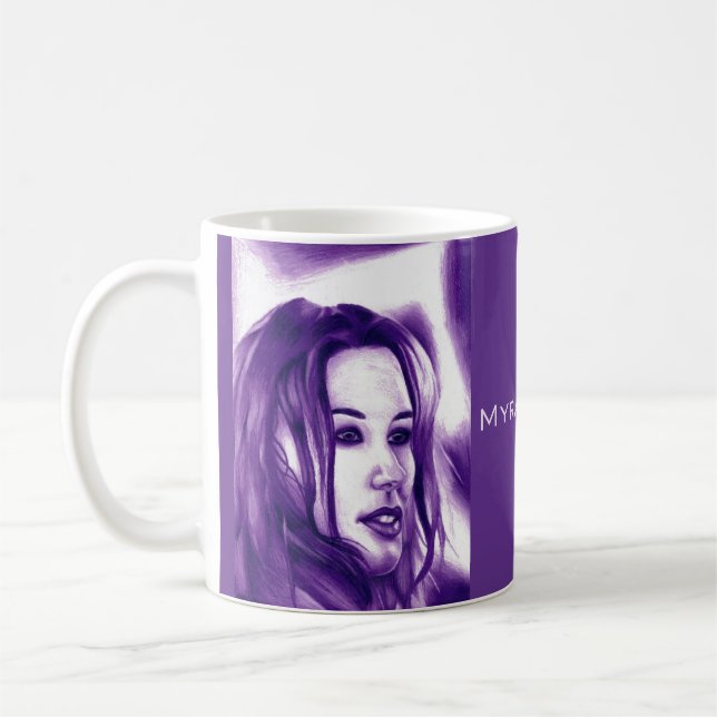 Purple People Woman Portrait Monochrome Art Kaffeetasse (Links)