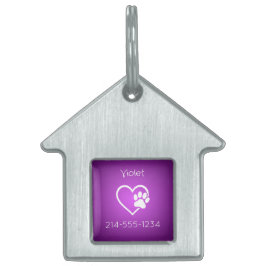 Purple Personalized Dog ID Tag Name & Phone Tiermarke
