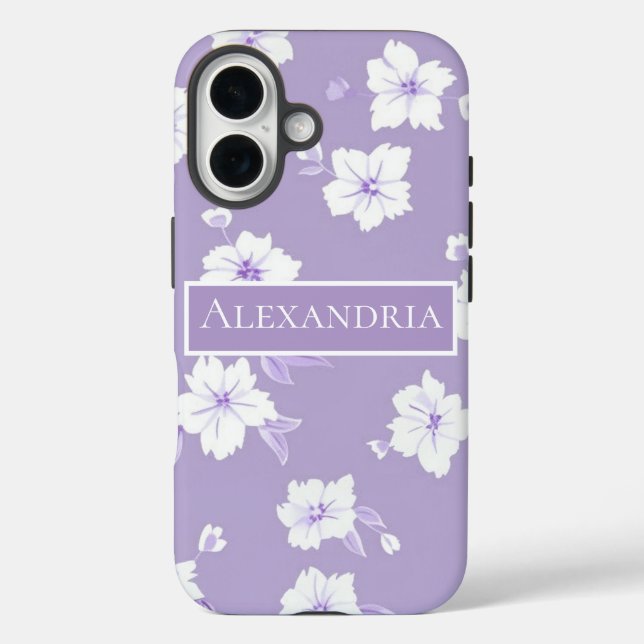 Purple Personalized Floral Phone Case (Rückseite)