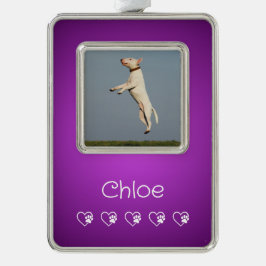 Purple Pet Photo Ornament - New Puppy Gift Rahmen-Ornament Silber
