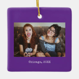 Purple Photo Keepsake Christmas Keramikornament