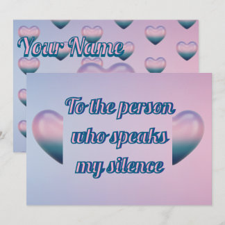 Purple pink 3D Heart Romantic Silence Greeting  Feiertagskarte